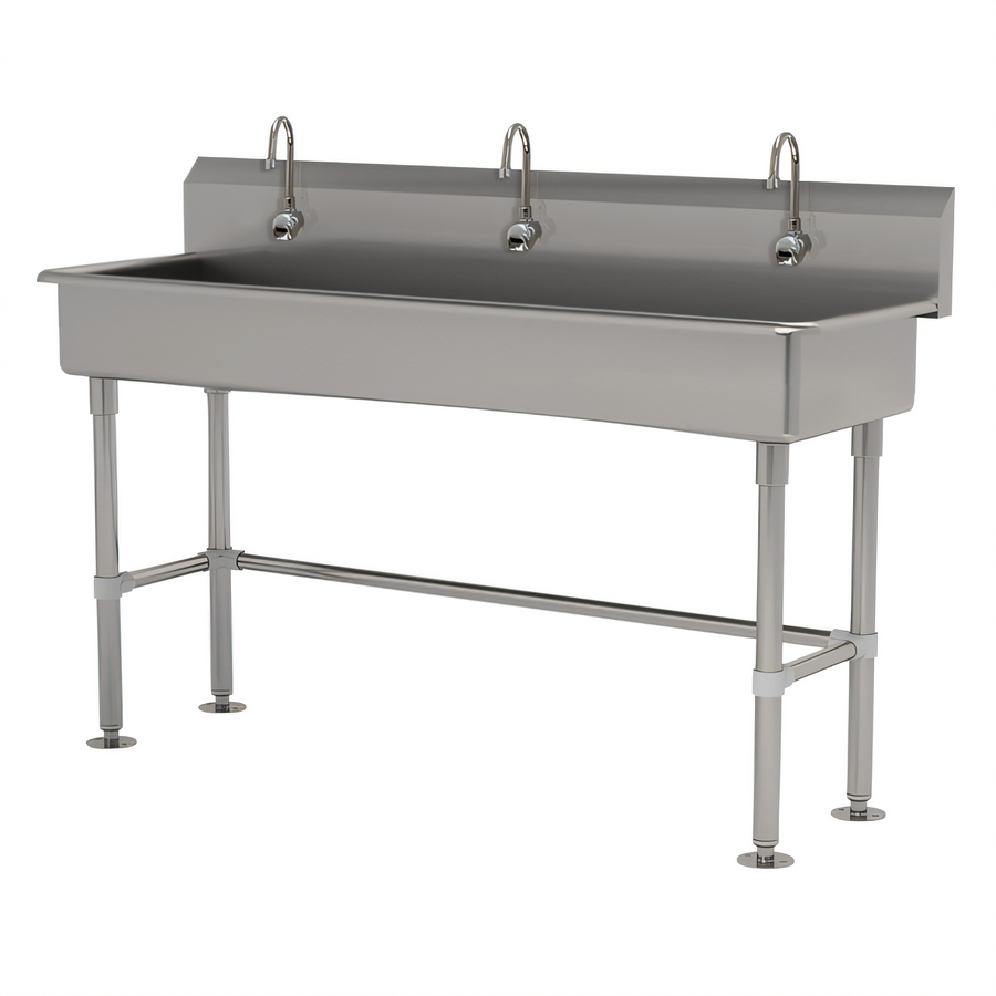 Product image #1 for 60-Inch Freestanding 3-Station Multiwash Hand Wash Sink with Electronic Faucets