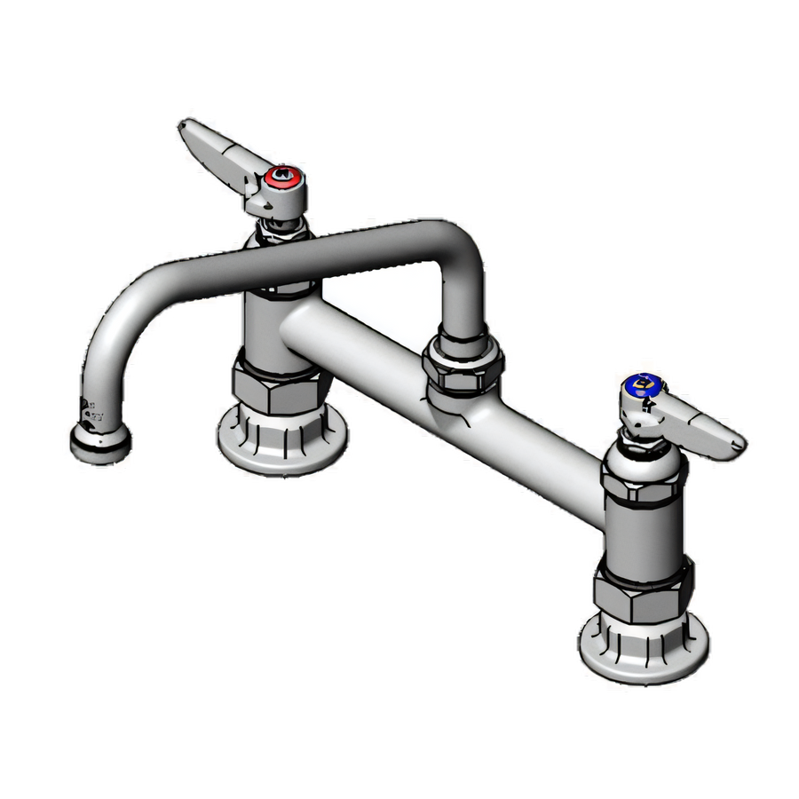 Product image #1 for T&S Brass Double Pantry Deck-Mount Mixing Faucet with 8-Inch Swing Nozzle and Lever Handles