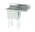 Thumbnail image #1 for Advance Tabco 1-Compartment Fabricated Sink with Right Drainboard, 24 x 24 x 14 Bowl, 14-Gauge 304 Stainless Steel
