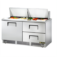 True 64-Inch Two-Section Sandwich/Salad Prep Table with 1 Door and 2 Drawers