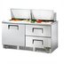 Thumbnail image #1 for True 64-Inch Two-Section Sandwich/Salad Prep Table with 1 Door and 2 Drawers