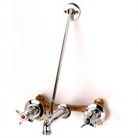 T&S Brass Wall-Mount Service Sink Fitting with Concealed Bypass Mixing Valve, 8-Inch Centers, Vacuum Breaker Nozzle and Pail Hook
