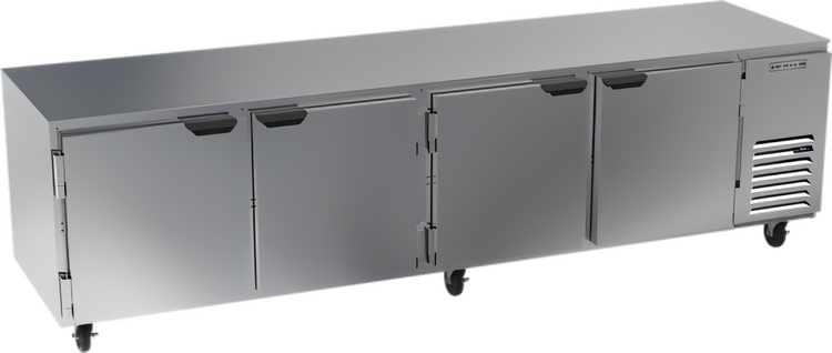 Product image #1 for Beverage-Air Four-Section Undercounter Reach-In Refrigerator, Side-Mount Self-Contained, 118 Inch Wide, Solid Doors