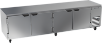 Beverage-Air Four-Section Undercounter Reach-In Refrigerator, Side-Mount Self-Contained, 118 Inch Wide, Solid Doors