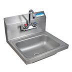 Thumbnail image #1 for BK Resources CP-4W-1410-PG Wall-Mounted Stainless Steel Hand Sink with Faucet, 14 x 10 x 5 in Bowl and 8-1/8 in Backsplash