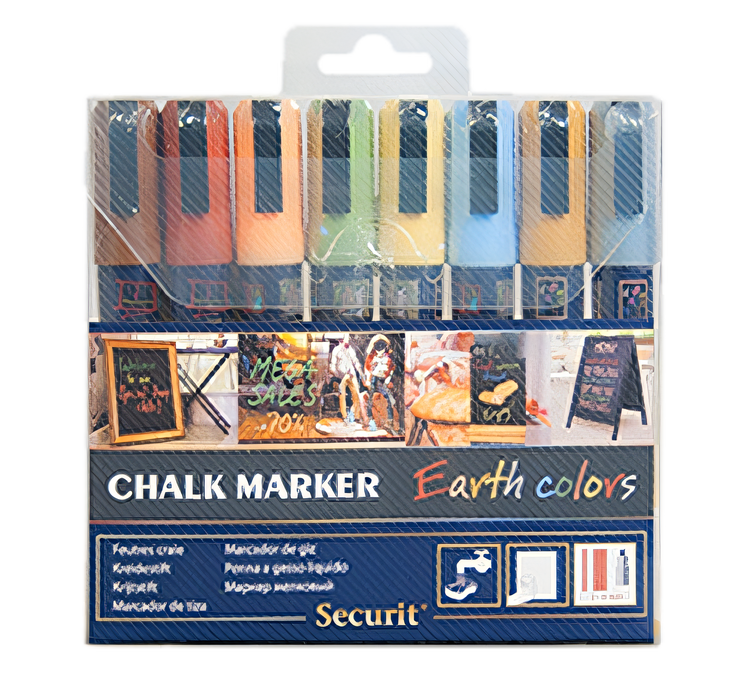 Product image #1 for Securit Earth Tone Small Tip Chalk Markers, Set of 8