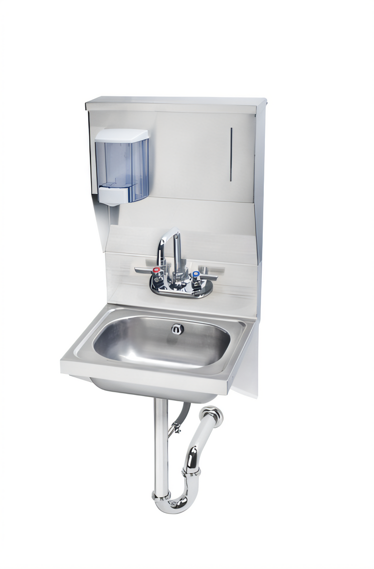 Product image #1 for Krowne 16-Inch Wall-Mounted Stainless Steel Hand Sink with Faucet and Soap & Towel Dispenser