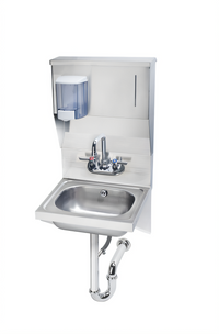 Krowne 16-Inch Wall-Mounted Stainless Steel Hand Sink with Faucet and Soap & Towel Dispenser
