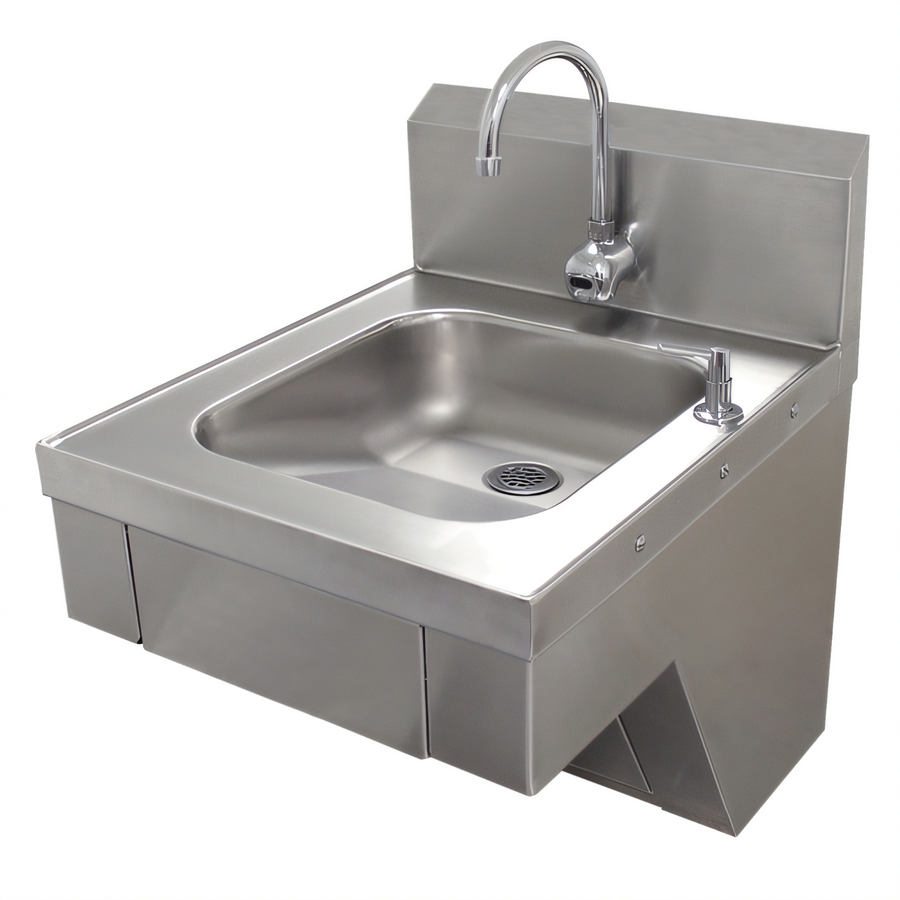 Product image #1 for ADA Compliant Wall-Mounted Stainless Steel Hand Sink with Tapered Bowl, Electronic Faucet, and Soap Dispenser