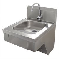 ADA Compliant Wall-Mounted Stainless Steel Hand Sink with Tapered Bowl, Electronic Faucet, and Soap Dispenser
