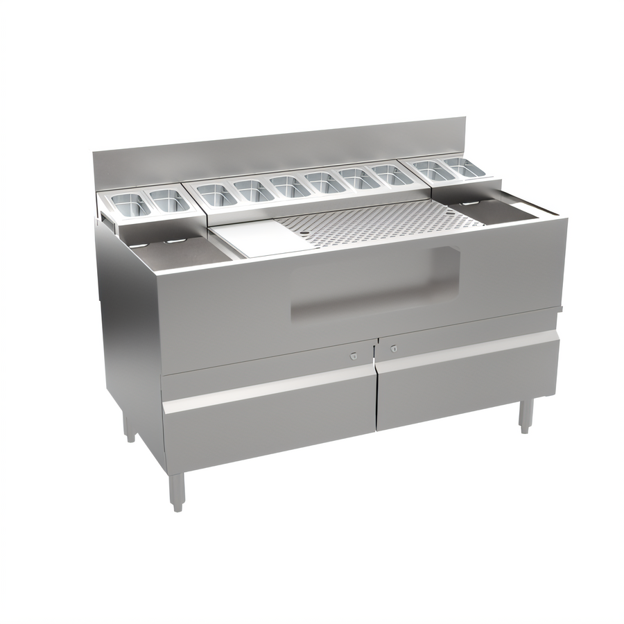 Product image #1 for Krowne Alchemy Series The Forty-Eight Lab 48-Inch Bar Ice Bin and Mise-En-Place Station with Cabinet Base