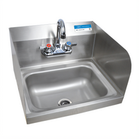 BK Resources Case Pack of 2 Wall-Mounted Hand Wash Sinks with Included Faucet, 14 x 10 x 5 Inch Bowl, 304 Stainless Steel
