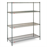 Metro Super Erecta Metroseal 3 Convenience Pak 4-Shelf Stationary Wire Shelving Unit, 60W x 18D x 74H