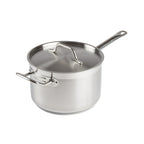 Thumbnail image #1 for Winco Premium SSSP-7 7.5 Qt Straight-Sided Stainless Steel Sauce Pan with Cover, Induction Ready, Welded Handles Case of 2