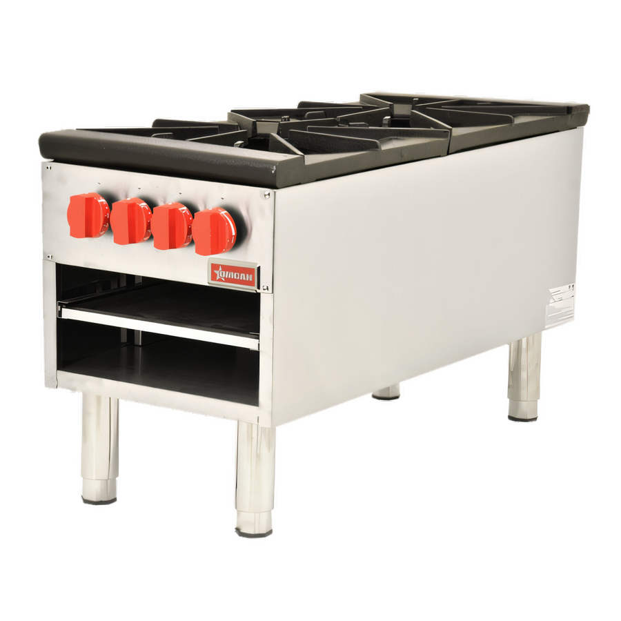 Product image #1 for Omcan Double Gas Stock Pot Range, 18 Inch Wide, 200,000 BTU, Natural Gas, Field Convertible to Propane