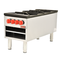 Omcan Double Gas Stock Pot Range, 18 Inch Wide, 200,000 BTU, Natural Gas, Field Convertible to Propane