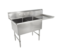 John Boos B Series 2-Compartment Sink with Right Drainboard, 58-3/16