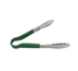 Thumbnail image #1 for 12-Inch Green One-Piece Stainless Steel Scalloped Edge Utility Tongs with Poly-Coated Handle