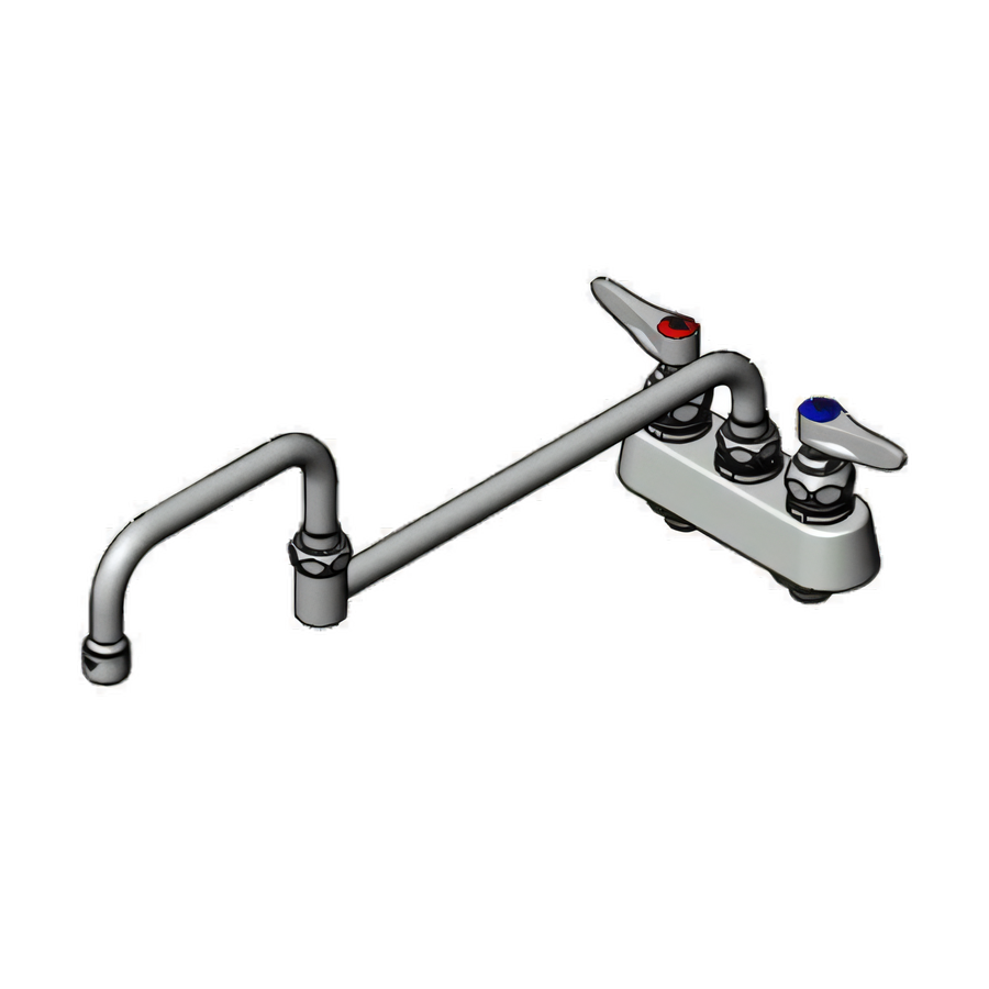 Product image #1 for T&S Brass B-1131 4-Inch Centers Deck-Mount Workboard Faucet with 18-Inch Double-Jointed Swing Nozzle