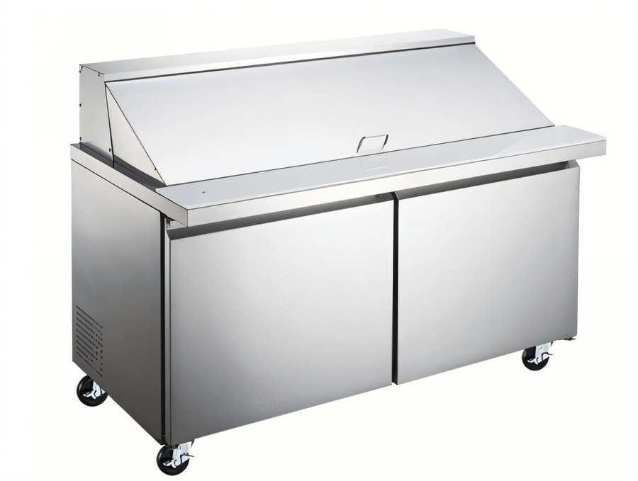 Product image #1 for Hurakan Megatop 60-Inch 2-Door Refrigerated Prep Table with 24-Pan Capacity