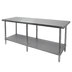 Thumbnail image #1 for Thunder Group 24 x 84-Inch Flat Top Stainless Steel Work Table with Adjustable Undershelf and 6 Legs