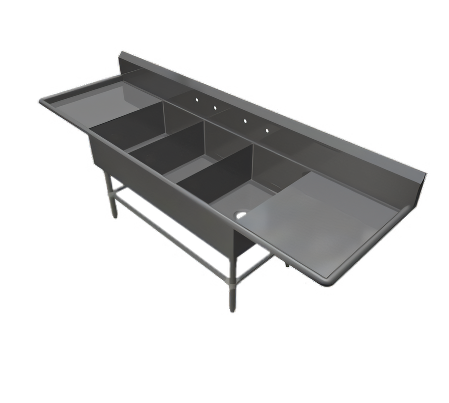Product image #1 for John Boos Pro-Bowl 3-Compartment Sink with Dual 24-Inch Drainboards, 24 x 24 x 14-Inch Bowls