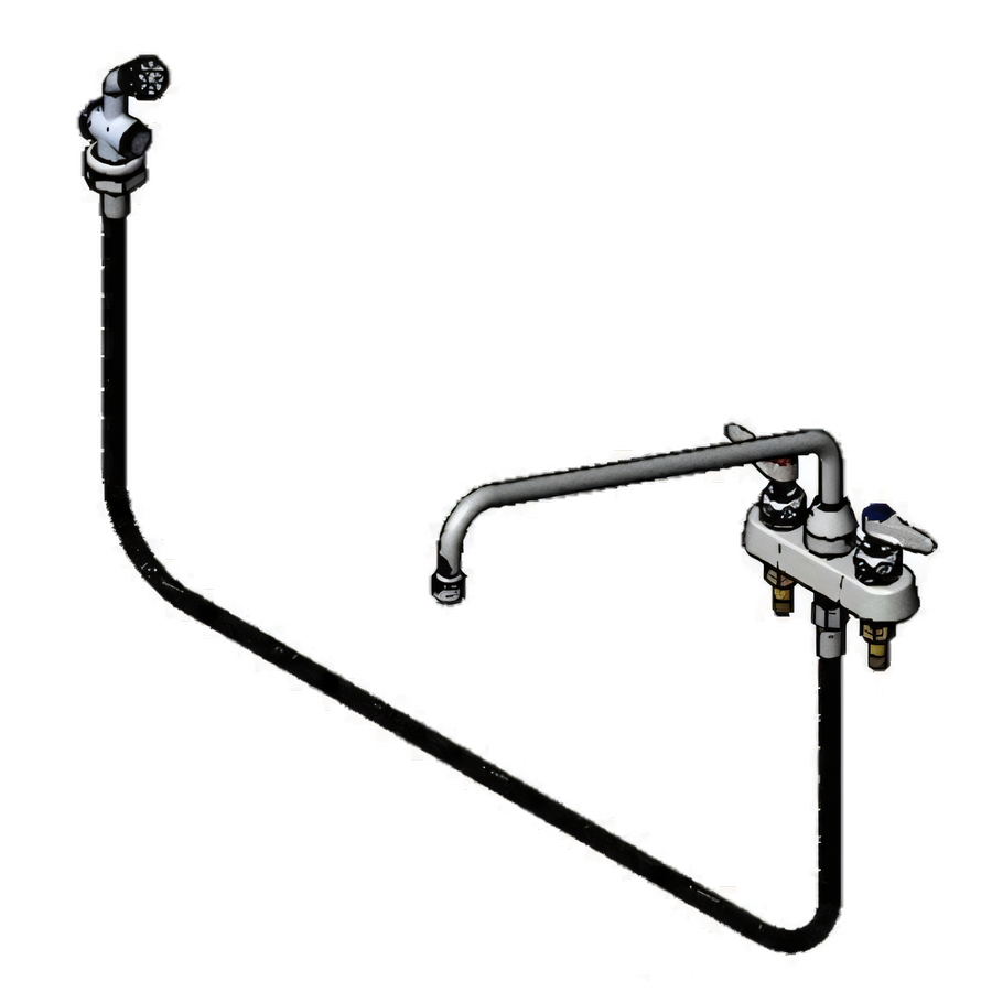 Product image #1 for T&S Brass B-1171-01 4-Inch Centers Deck-Mount Workboard Mixing Faucet with 16-Inch Swing Nozzle, Diverter, Hose, and Side Spray