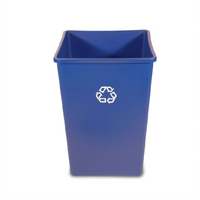 Rubbermaid Commercial Products 35 Gallon Square Open-Top Recycling Container, Dark Blue