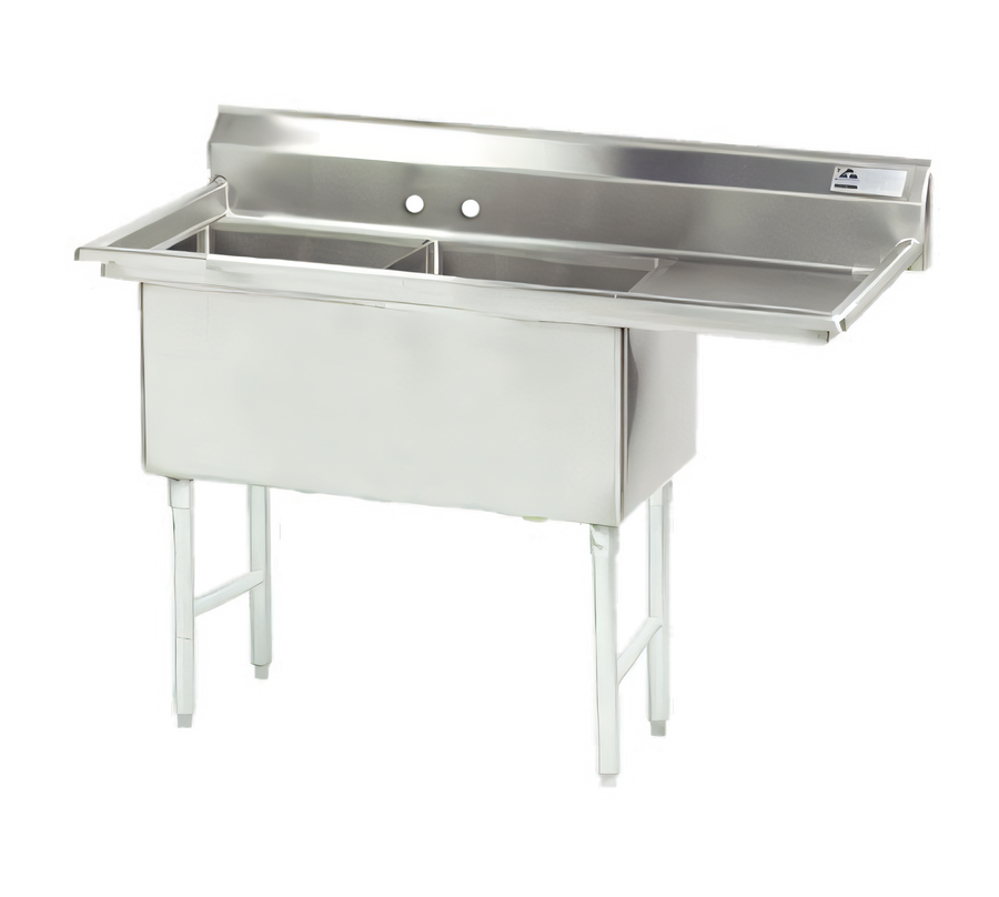 Product image #1 for Advance Tabco 2-Compartment Fabricated Sink with Right Drainboard, 20" x 30" x 14" Bowls