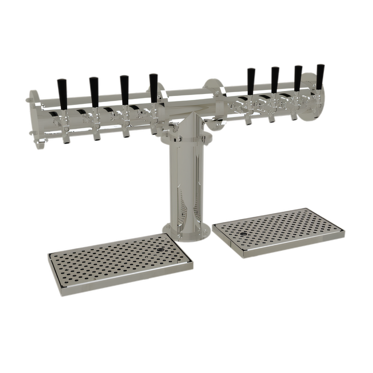 Product image #1 for 8-Faucet Countertop Air-Cooled Pipe Tee Draft Dispensing Tower, Mirror Finish