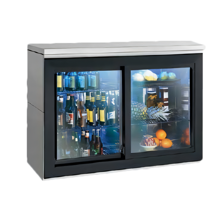 Product image #1 for Perlick SDBR48 Two-Section Remote Refrigerated Back Bar Storage Cabinet with Locking Sliding Glass Doors, 48 Inch Wide