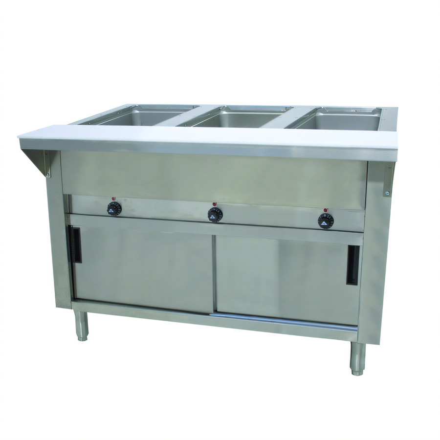 Product image #1 for Advance Tabco Triumph (Supreme) 47-1/8 Inch Electric Hot Food Table with 3 Sealed Wells, Enclosed Base, and Cutting Board