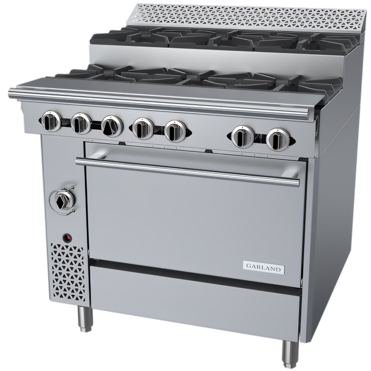 Product image #1 for Garland Cuisine Series 36-Inch Heavy Duty Natural Gas Step-Up Range with 6 Open Burners and Standard Oven