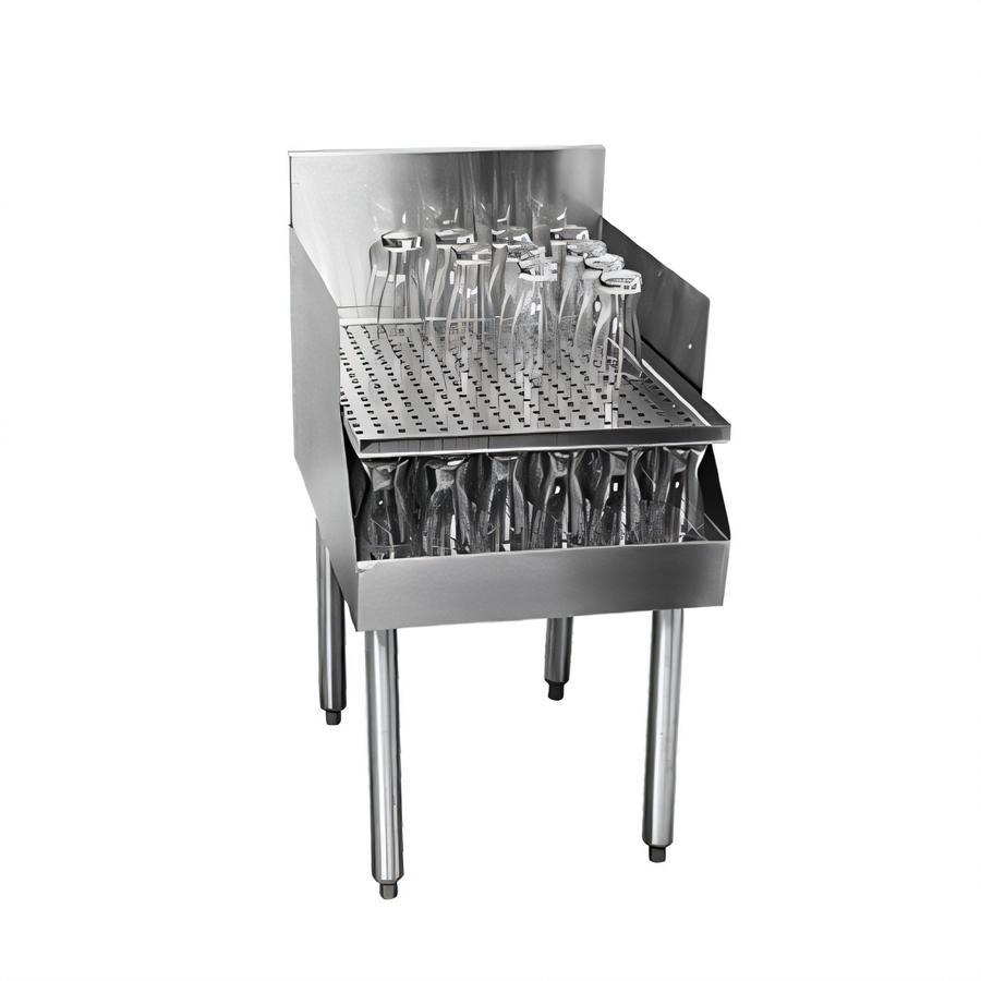 Product image #1 for CHOICE 24-Inch Freestanding Stainless Steel Recessed Drainboard with Backsplash and Perforated Shelf