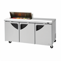 Turbo Air Super Deluxe 72-5/8-Inch Three-Section Sandwich/Salad Prep Table with 10-Pan Opening