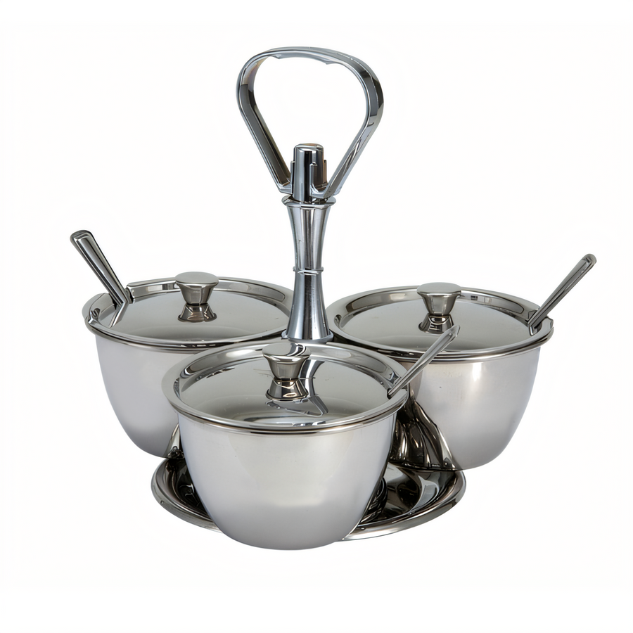 Product image #1 for Stainless Steel 3-Compartment Relish Server with 8 oz. Compartments