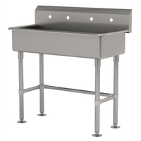 Advance Tabco Multiwash 40-Inch Freestanding 304 Stainless Steel Hand Wash Sink with Splash Mount Faucet Provision