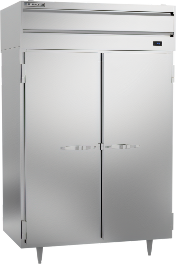 Product image #1 for Beverage-Air P-Series Two-Section Pass-Thru Reach-In Refrigerator, 48.33 Cu. Ft., Top-Mounted Self-Contained, 4 Solid Doors