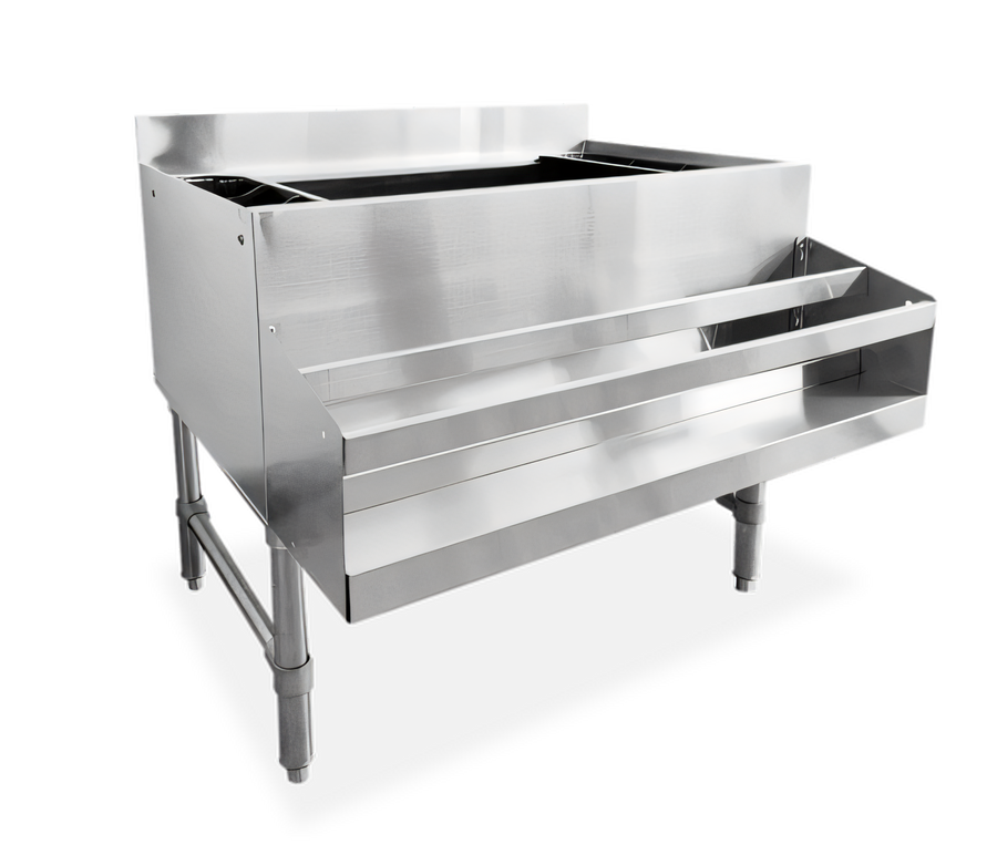 Product image #1 for Omcan USA CS-ICB-24 Bar Ice Bin with 12-Inch Deep Stainless Steel Bowl, Backsplash, and Bottle Holders