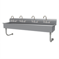 Advance Tabco 80-Inch 4-Station Wall-Mounted Multiwash Hand Wash Sink with 4 Faucets