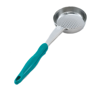 Vollrath Jacob's Pride 6 oz Perforated Round Bowl Spoodle Portion Control Serving Spoon, Teal Handle
