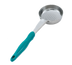 Thumbnail image #1 for Vollrath Jacob's Pride 6 oz Perforated Round Bowl Spoodle Portion Control Serving Spoon, Teal Handle