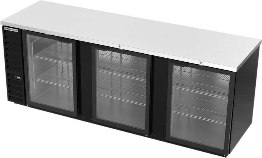Product image #1 for Beverage-Air 94-Inch Three-Section Food-Rated Glass-Door Back Bar Refrigerator