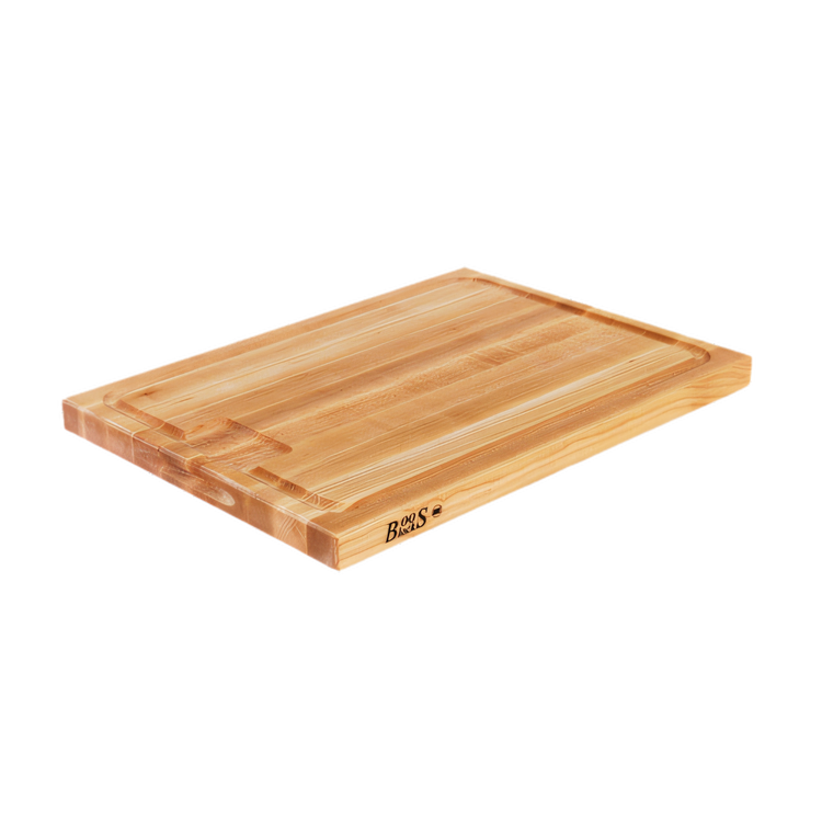 Product image #1 for John Boos Boos Block AUJUS Professional Reversible Edge-Grain Maple Cutting Board with Sloped Groove and Hand Grips, 24 x 18 x 1-1/2 Inch