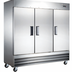 Thumbnail image #1 for Hurakan 81-Inch 3-Door Reach-In Freezer, 72 Cu. Ft., Stainless Steel Interior & Exterior