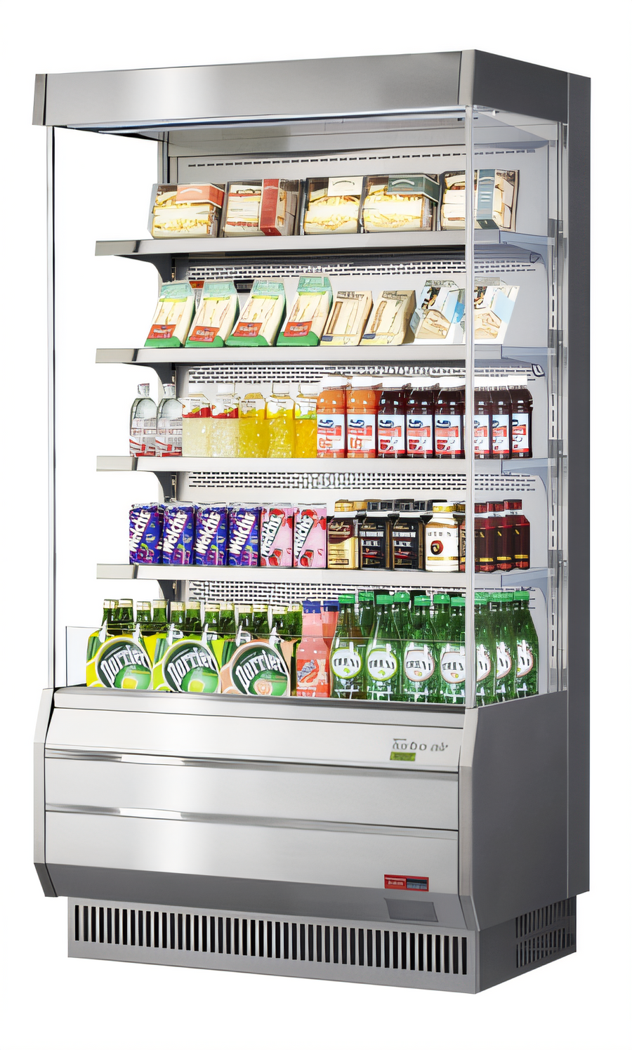 Product image #1 for Turbo Air Full-Height Vertical Open Display Merchandiser, 14.4 Cu. Ft., Self-Contained, Stainless Steel