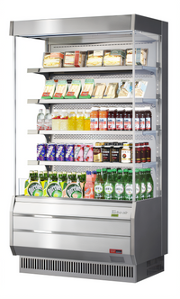 Turbo Air Full-Height Vertical Open Display Merchandiser, 14.4 Cu. Ft., Self-Contained, Stainless Steel