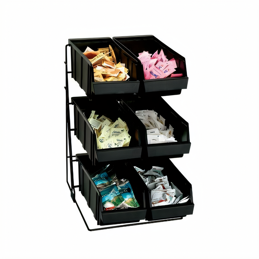 Product image #1 for Black Countertop 6-Section Wire Condiment Packet Organizer with Removable Plastic Bins