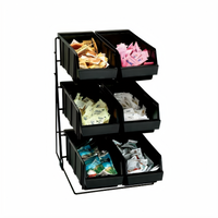 Black Countertop 6-Section Wire Condiment Packet Organizer with Removable Plastic Bins