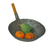 14-Inch Flat-Bottom Steel Wok with Wood/Steel Riveted Handle, Dozen